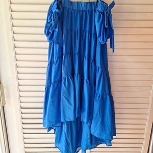 Anthropologie Blue Ruffled Chiffon High-Low Dress